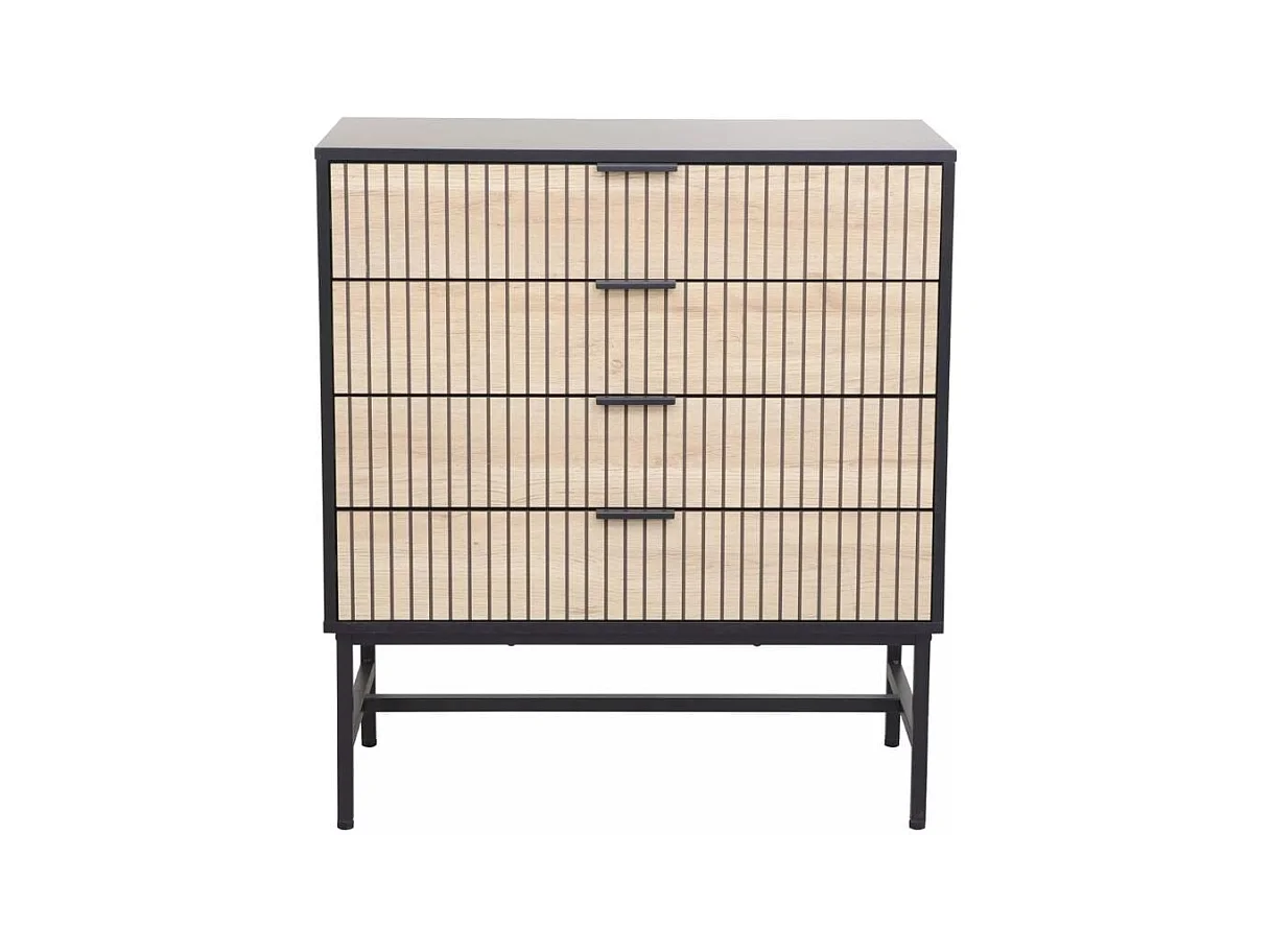 Commode 4 tiroirs en chêne et métal noir mat LOREENS