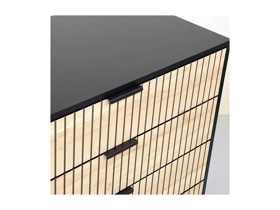 Commode 4 tiroirs en chêne et métal noir mat LOREENS