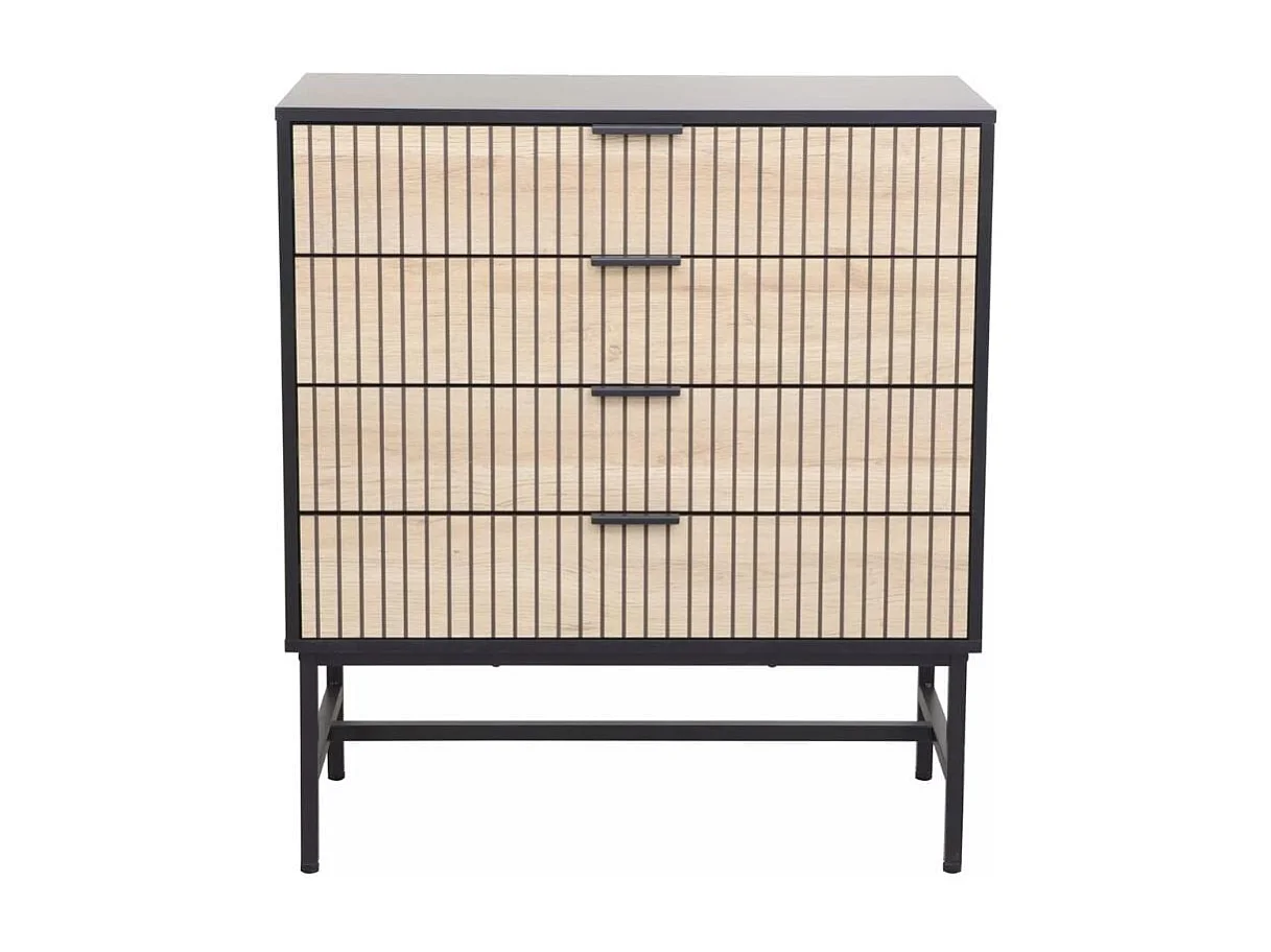 Commode 4 tiroirs en chêne et métal noir mat LOREENS