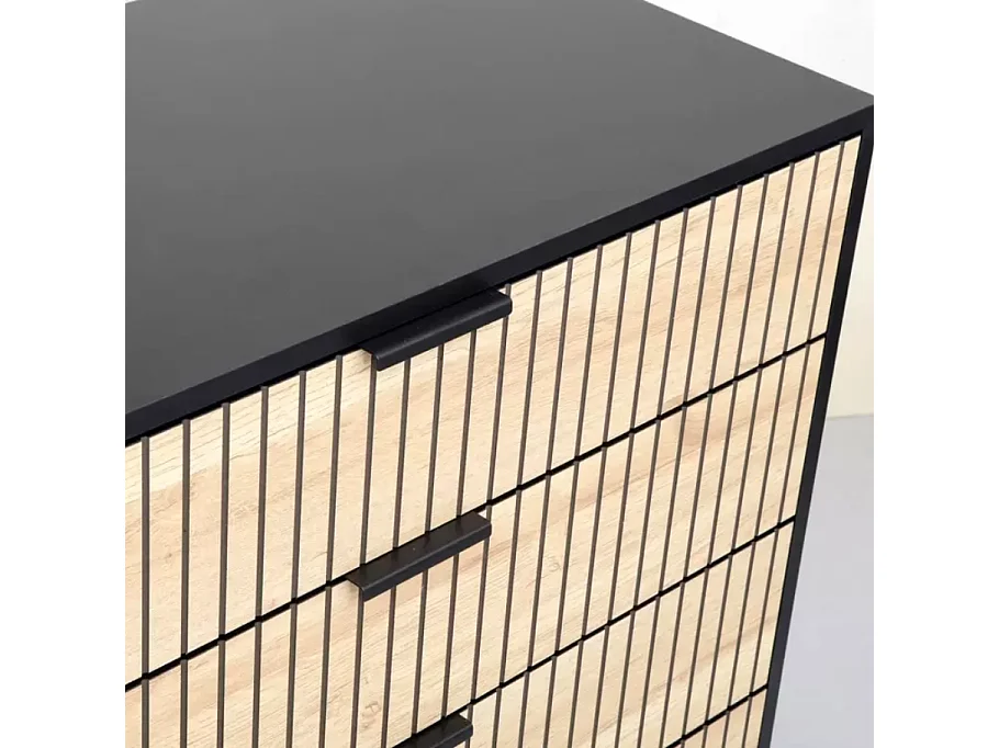 Commode 4 tiroirs en chêne et métal noir mat LOREENS