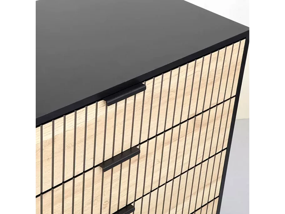 Commode 4 tiroirs en chêne et métal noir mat LOREENS