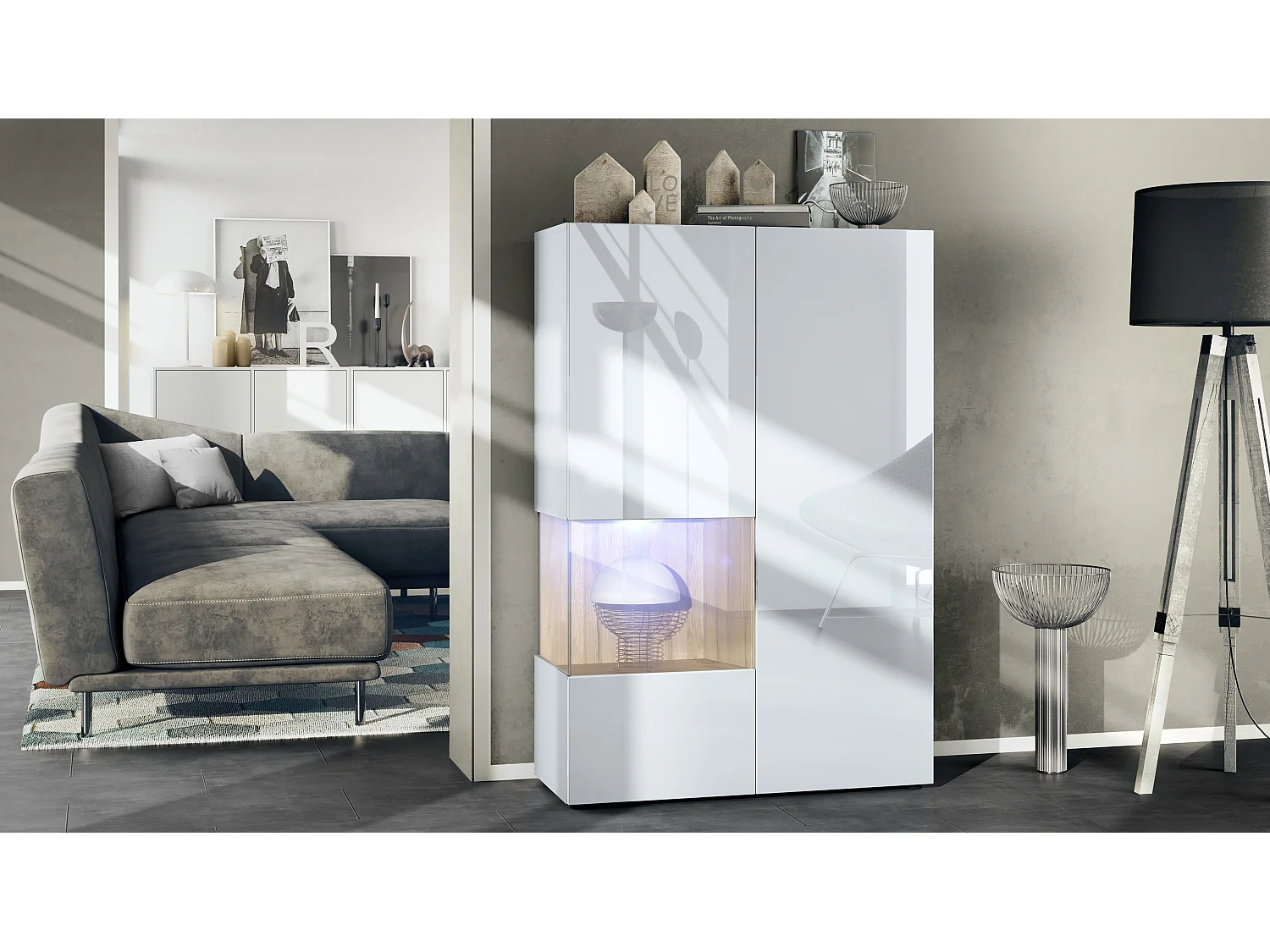 VITRINE Morena Einsatz in Eiche Natur