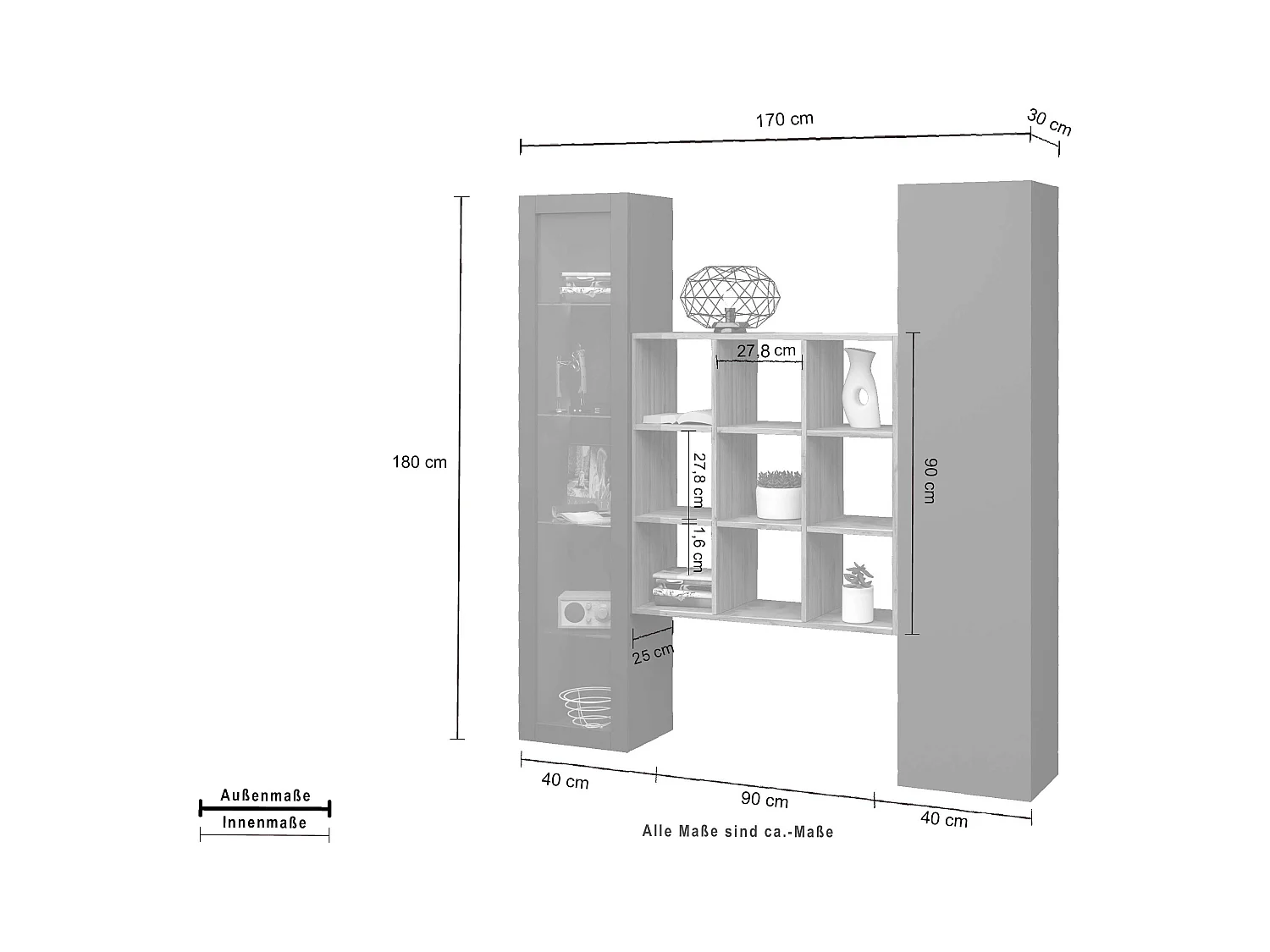 Tilla RT estantería moderna de pared suspendida con vitrina negra