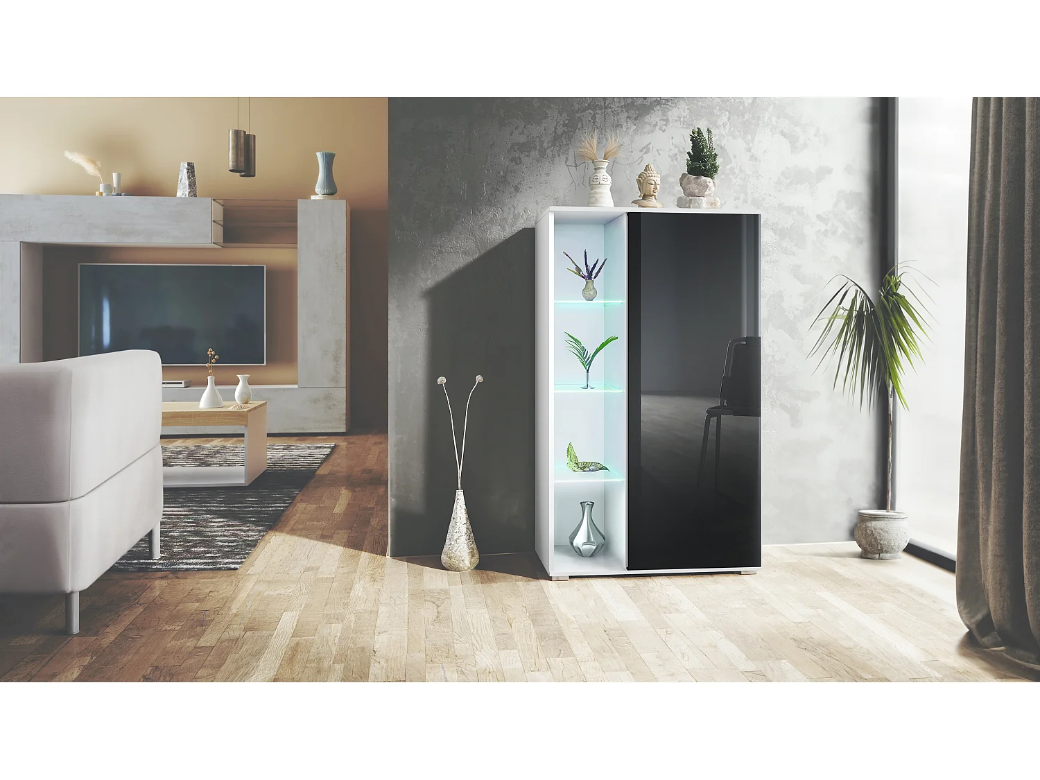 VITRINE Davos Schwarz Hochglanz