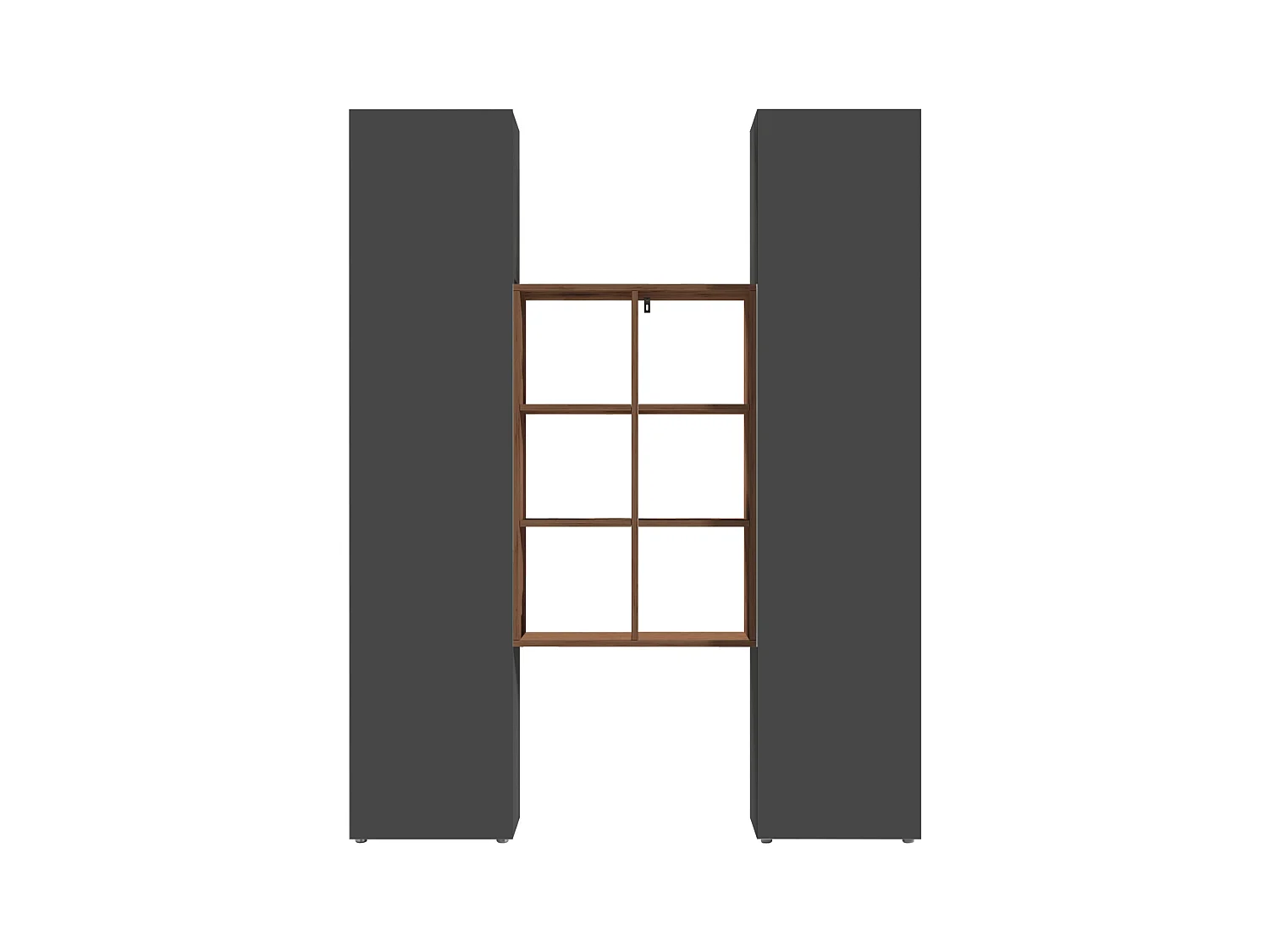 Set soggiorno Maruska con libreria e 2 colonne antracite opaco e rovere 140x30x180 cm