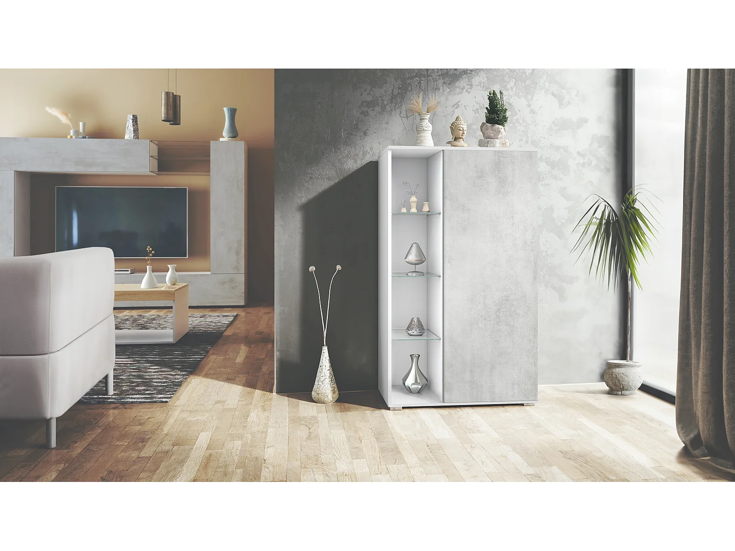 VITRINE Davos Beton Oxid Optik