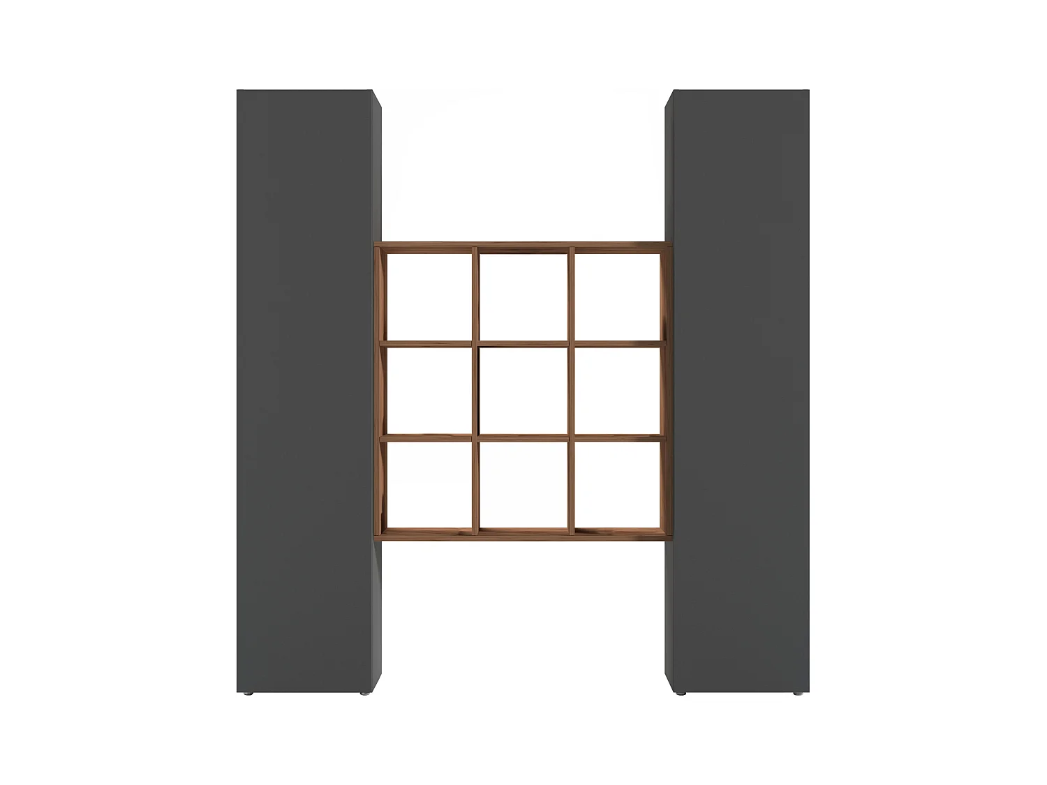 Set soggiorno Maruska con libreria e 2 colonne antracite opaco e rovere 170x30x180 cm