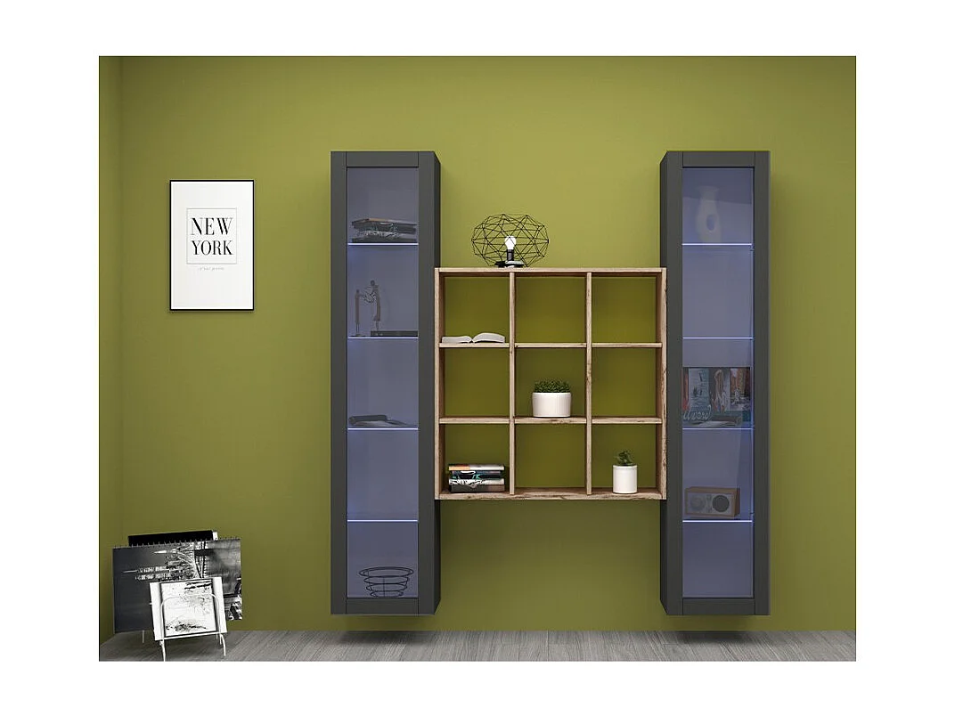 Bibliothèque de salon 2 vitrines moderne en bois Vila RT