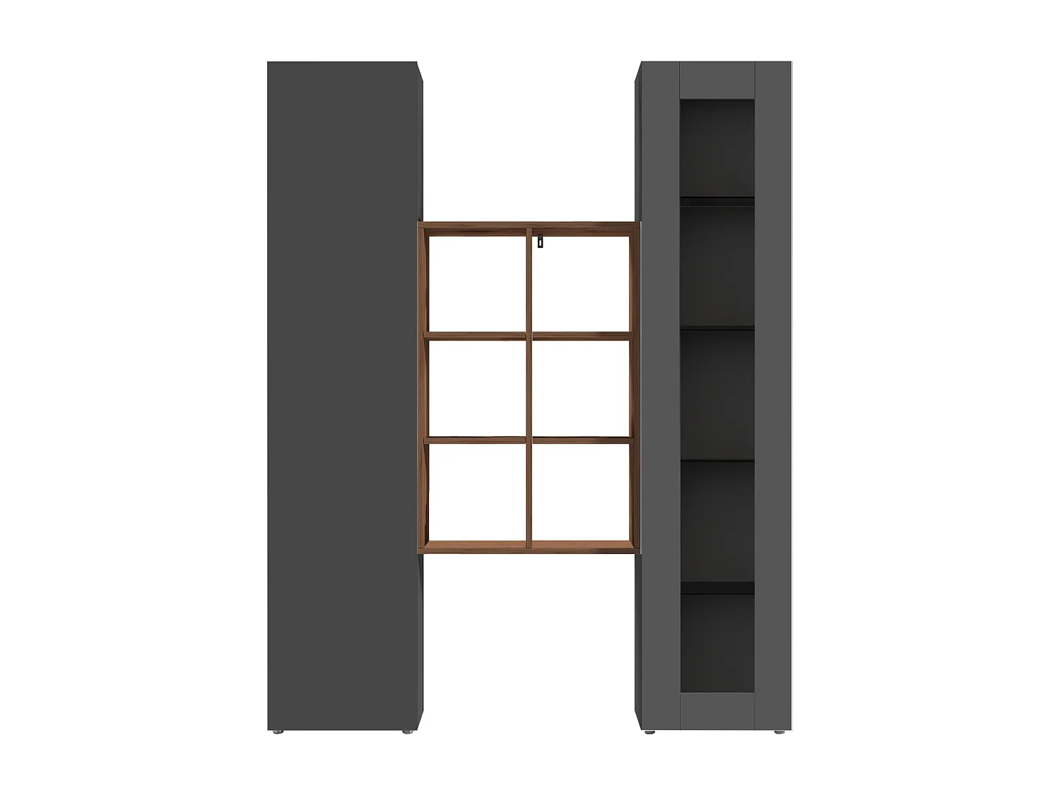 Bibliothèque moderne avec armoire et vitrine bois Teret RT