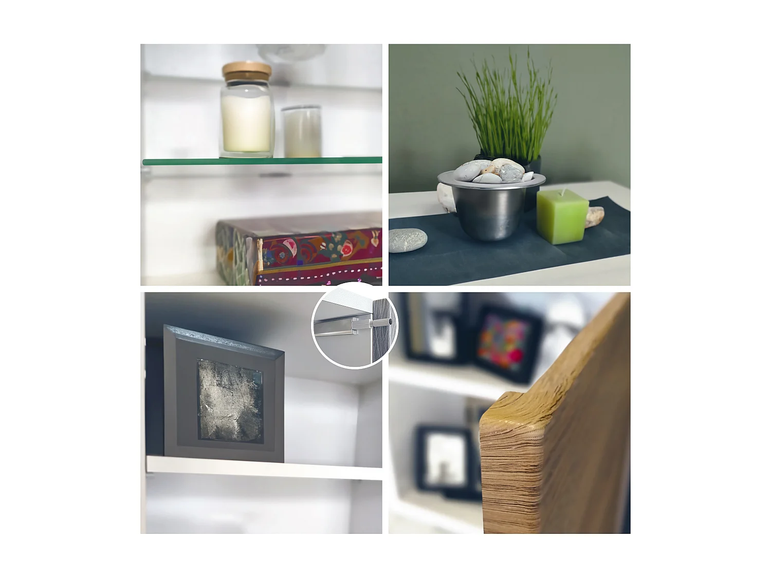 Vetrina Granada di Vladon, Armadio Vetrina Made in Germany con Porta in Vetro e Inserto in Vetro incl. LED, bianco opaco/bianco opaco (50 x 122,5 x 34,5 cm)