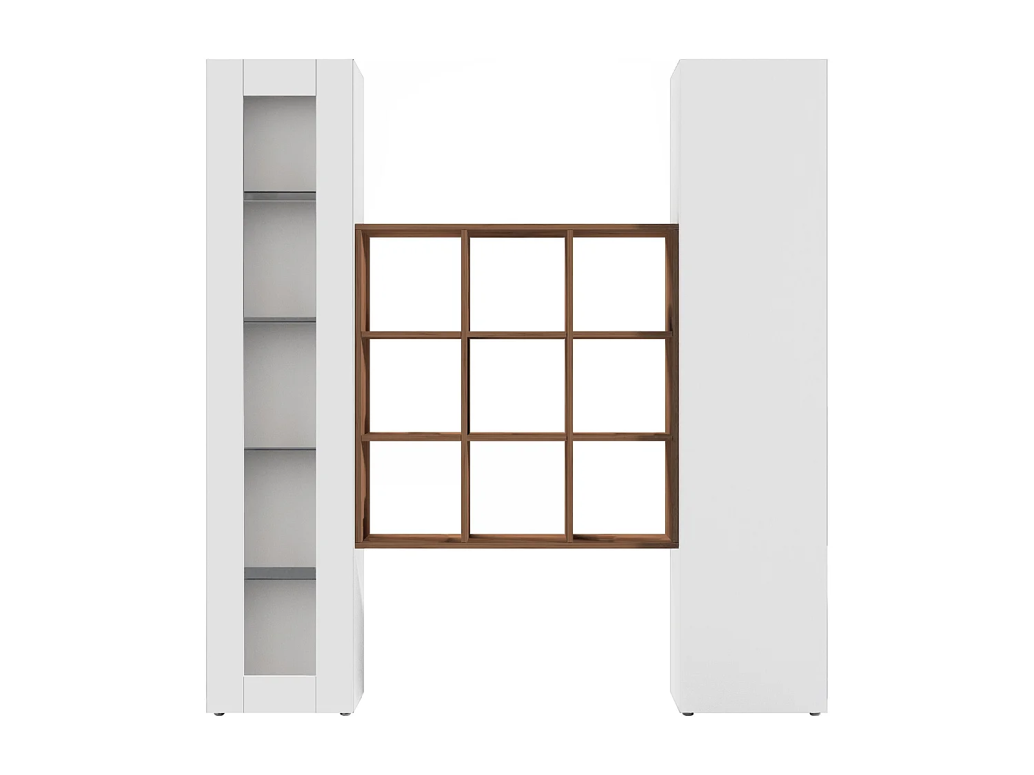 Tilla WH Bibliothèque murale armoire et vitrine de salon blanc