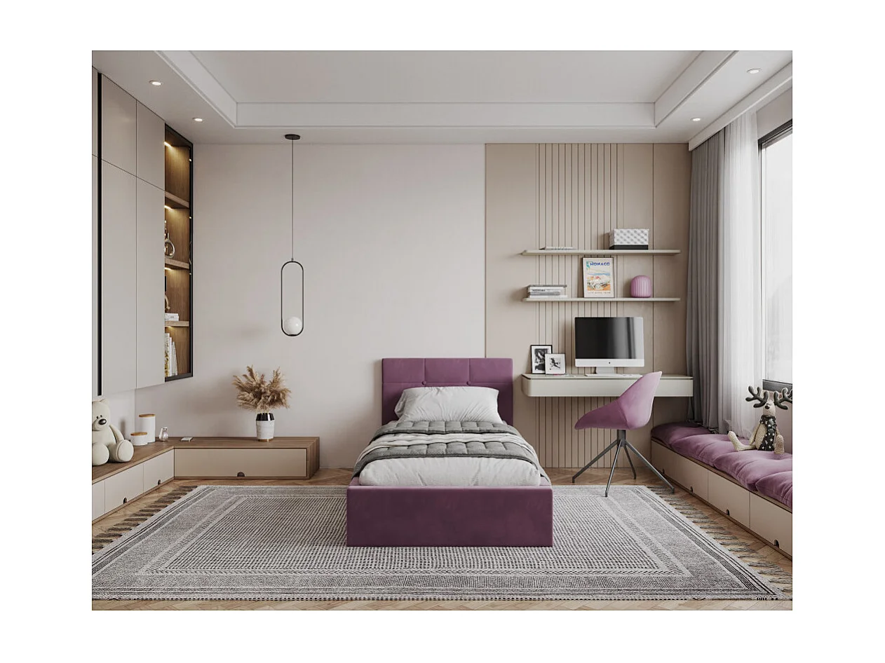 Lit coffre RINO 90 x 200 cm - Sommier inclus VIOLET