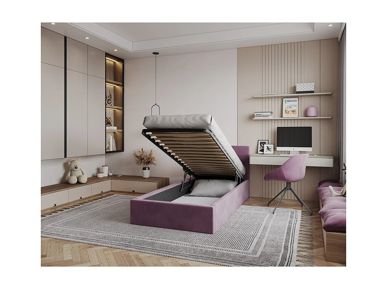 Lit coffre RINO 90 x 200 cm - Sommier inclus VIOLET