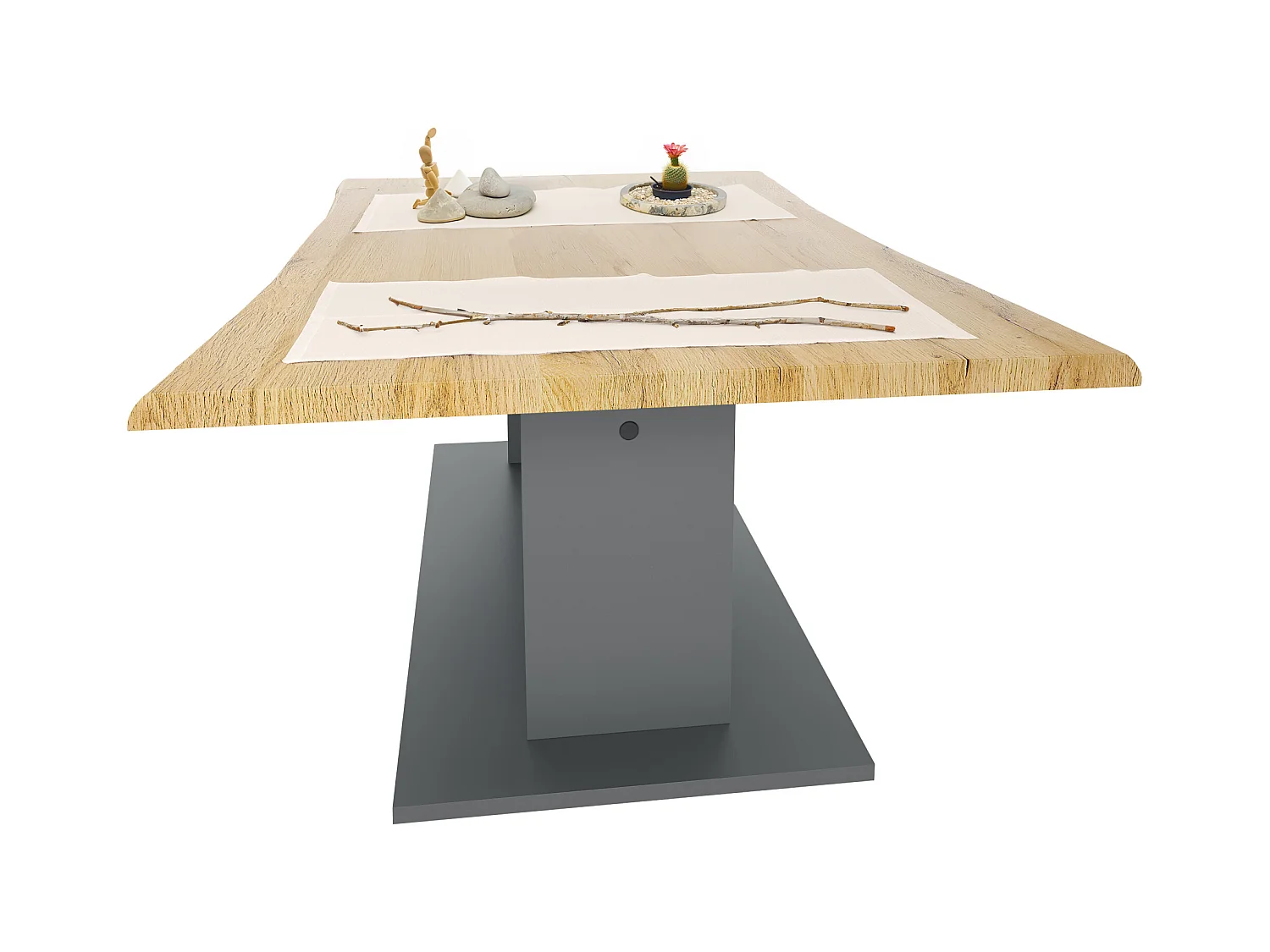 Table de Salon Table basse Melo en Anthracite avec plateau de dessus en chêne nature 102 x 40 x 67,5 cm