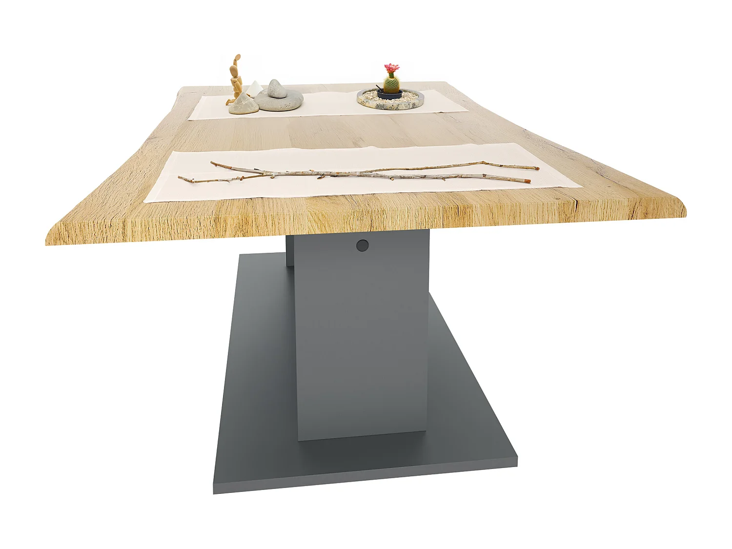 Table de Salon Table basse Melo en Anthracite avec plateau de dessus en chêne nature 102 x 40 x 67,5 cm