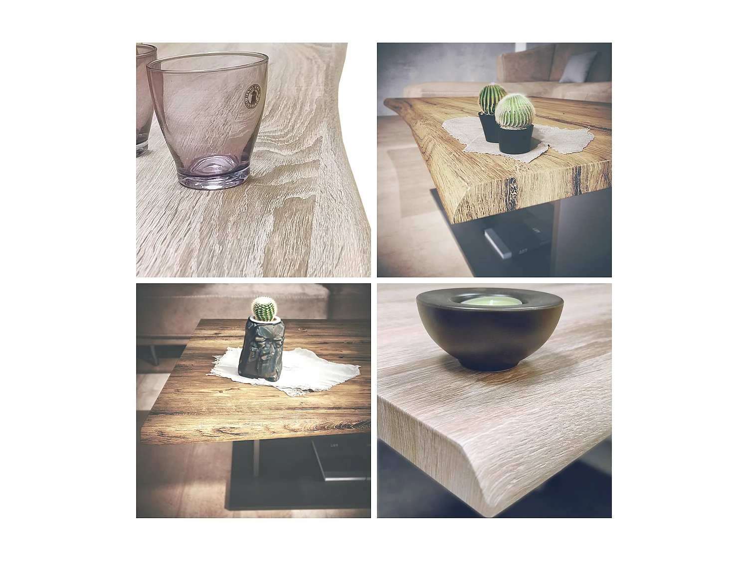 Table de Salon Table basse Melo en Anthracite avec plateau de dessus en chêne nature 102 x 40 x 67,5 cm