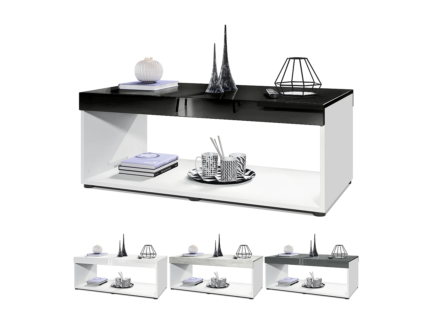 Tavolino  Pure, Tavolo da soggiorno a forma di scatola, bianco opaco/quercia naturale (104 x 40,5 x 58 cm)