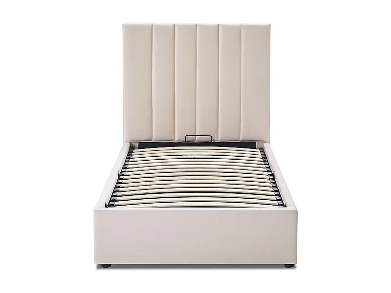 Lit coffre Giulia velours beige 90x190 cm