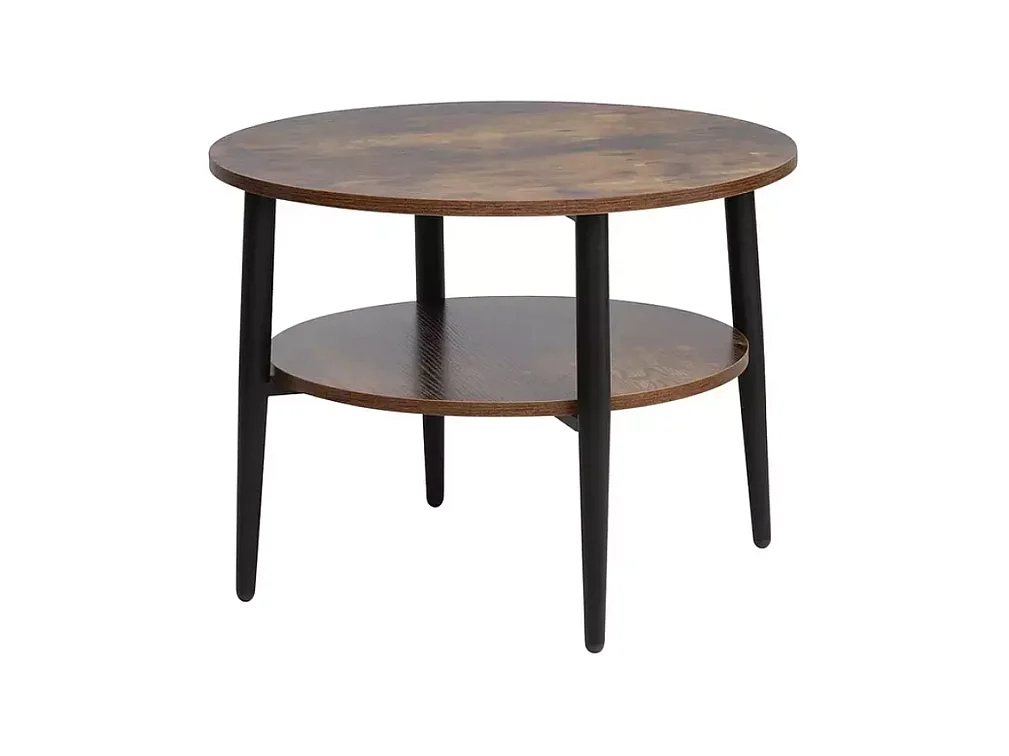 Table basse marron rustique 2 étages 60 cm ZENIX