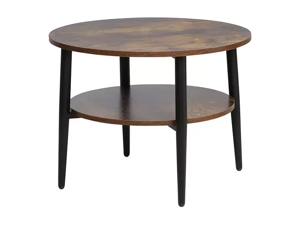 Table basse marron rustique 2 étages 60 cm ZENIX