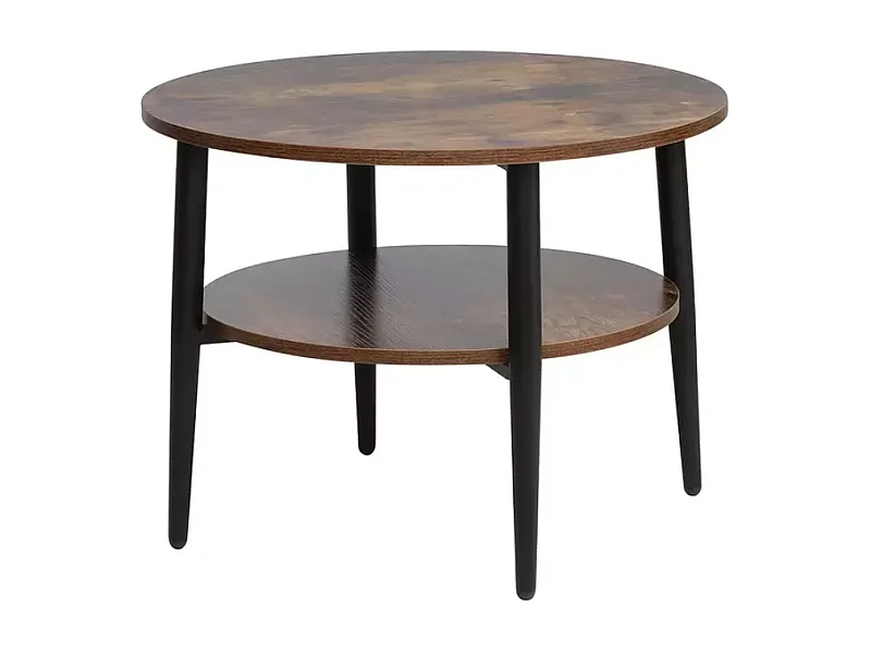 Table basse marron rustique 2 étages 60 cm ZENIX