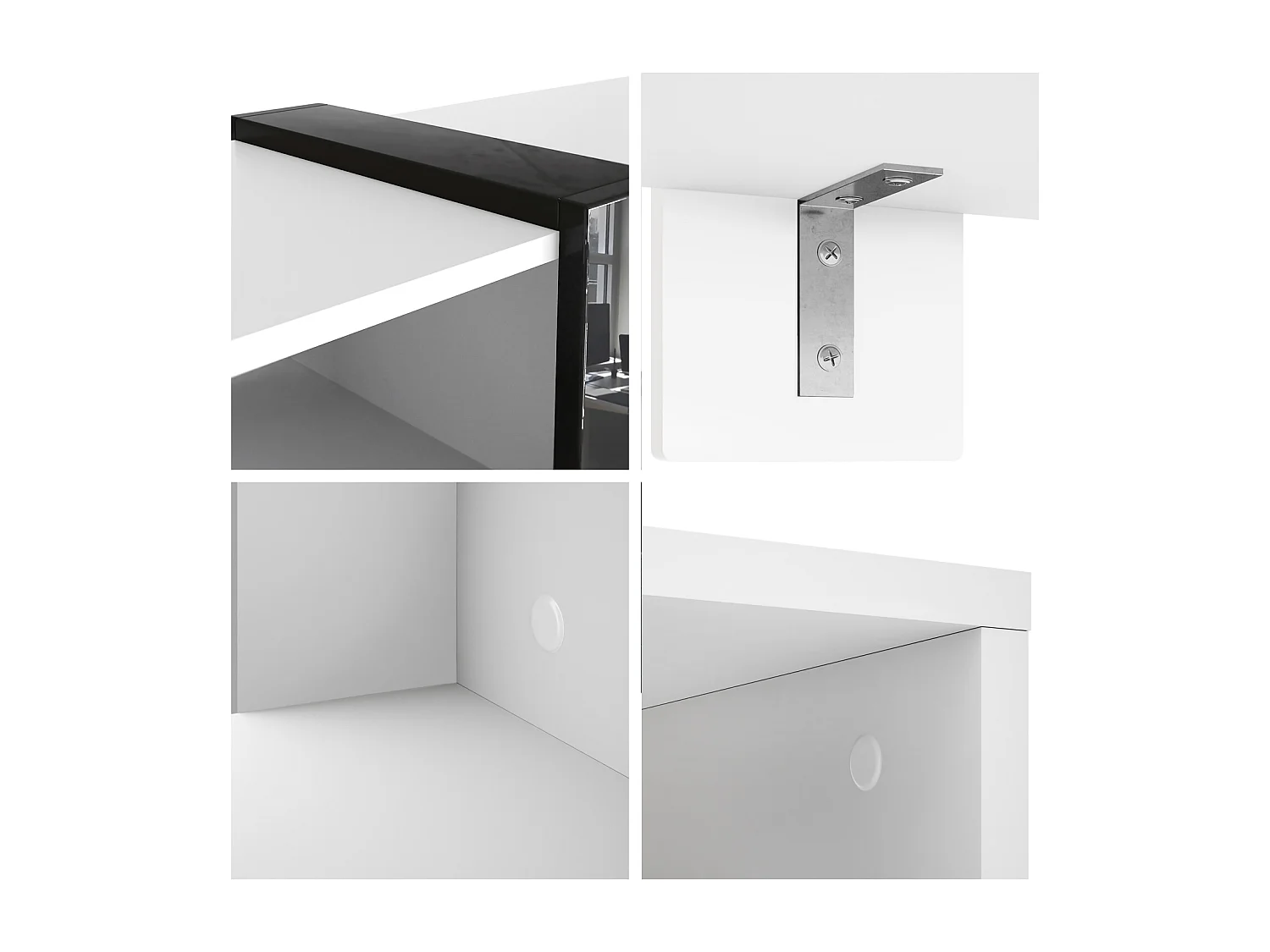 Tavolino  Ida 110,5 x 42 x 56,5 cm Soggiorno Tavolo a tre scomparti, Struttura in bianco opaco, pannelli in grigio chiaro satinato | Ampia scelta di colori