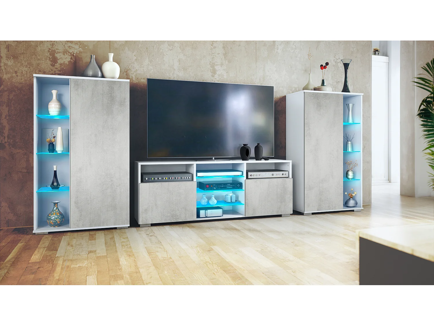 WOHNWAND Davos Beton Oxid Optik