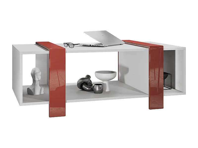 COUCHTISCH Ida Blenden in Bordeaux Hochglanz