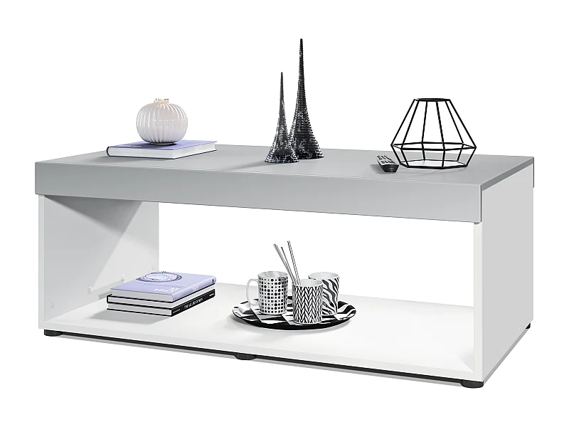 COUCHTISCH Pure Tischplatte und Blenden in Hellgrau seidenmatt