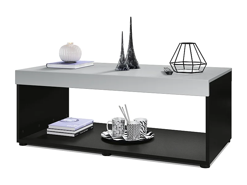 COUCHTISCH Pure Tischplatte und Blenden in Hellgrau seidenmatt