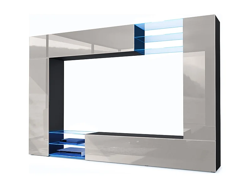 WOHNWAND Mirage Front in Sandgrau Hochglanz