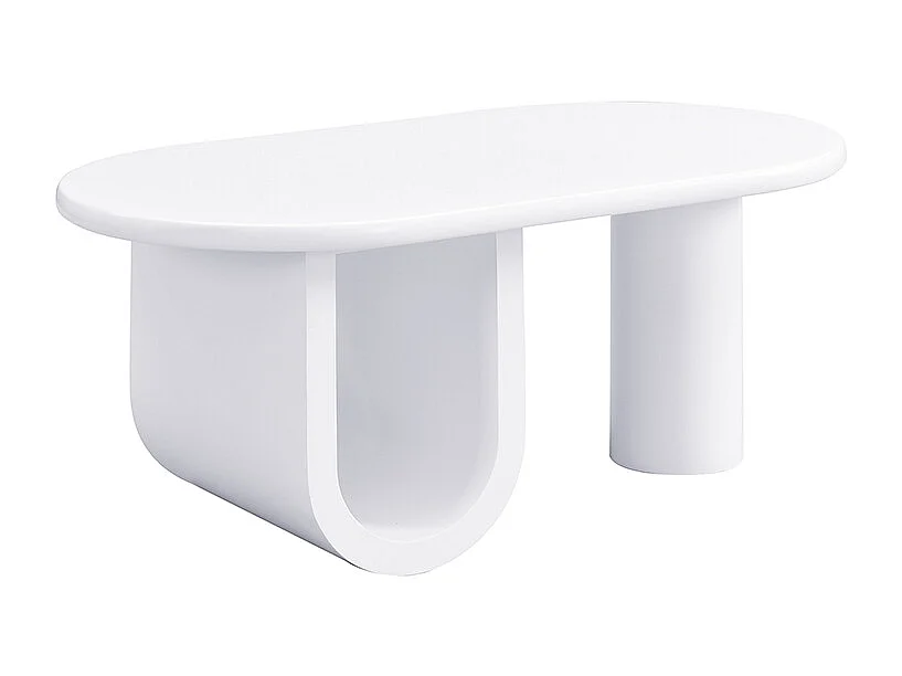 Table basse ovale moderne 98.5x53.5x42cm - design minimaliste - pieds en U - blanc
