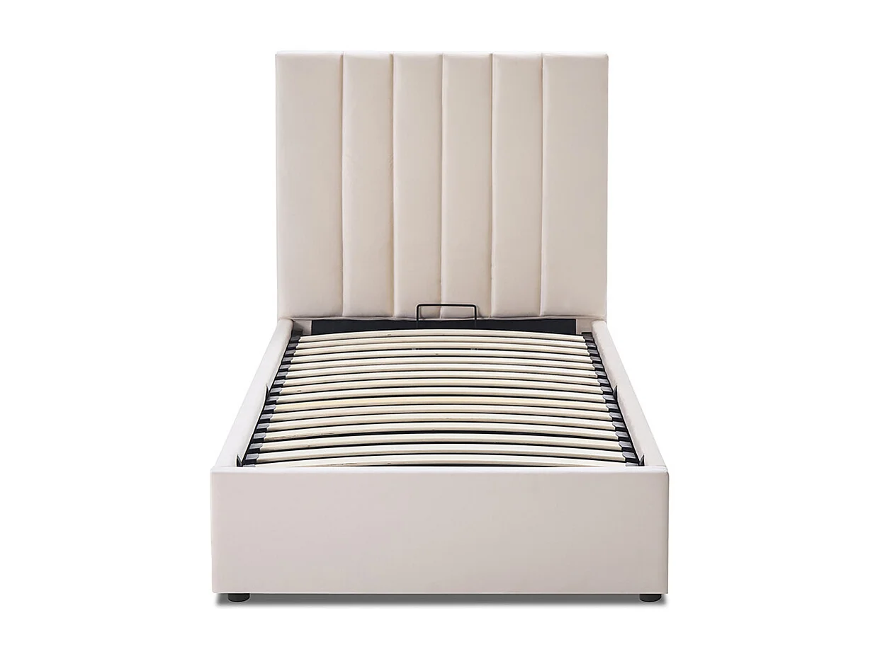 Lit coffre Giulia velours beige 90x200 cm