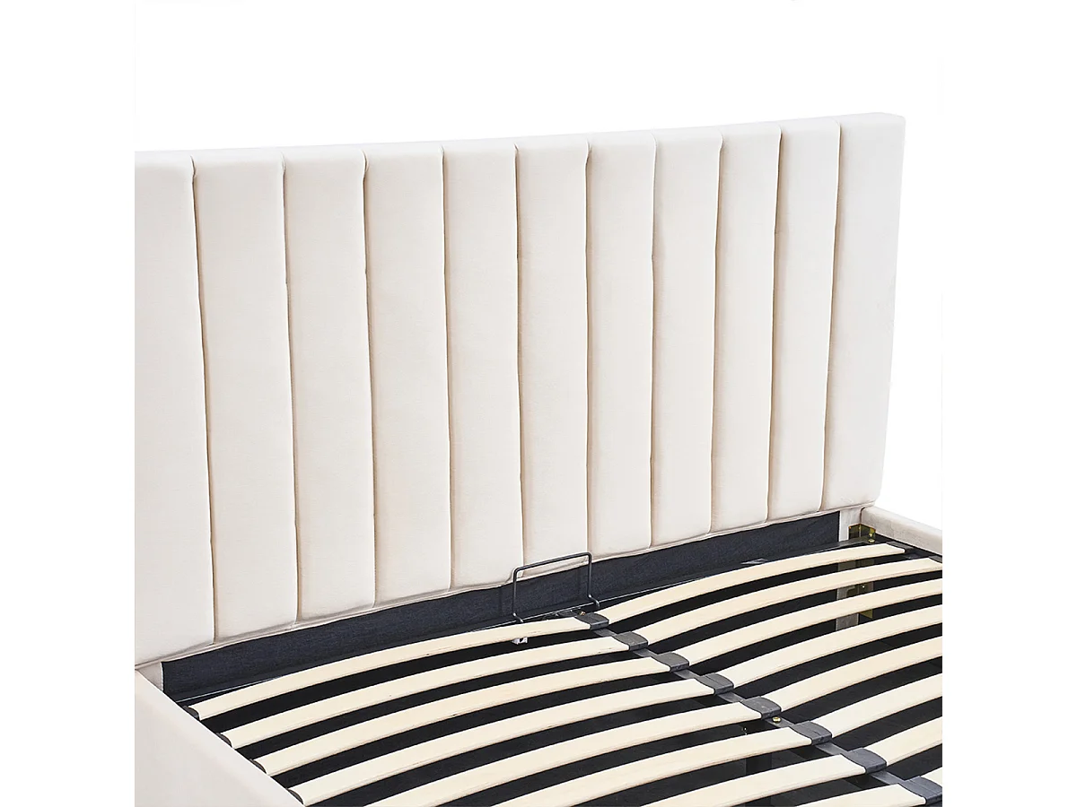 Lit coffre Giulia velours beige 90x200 cm