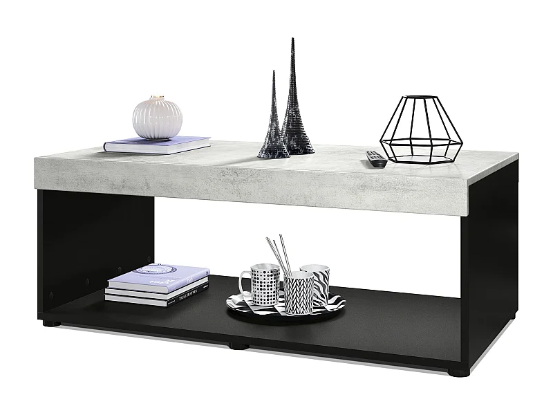 COUCHTISCH Pure Tischplatte und Blenden in Beton Oxid Optik