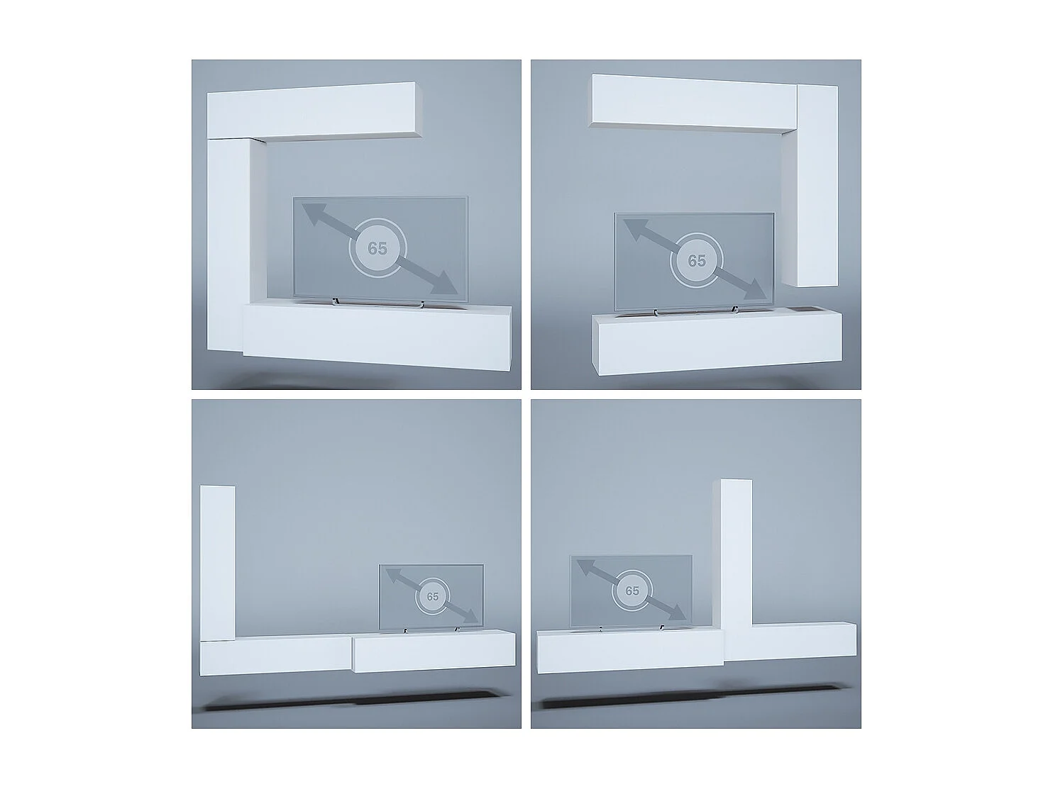 Meuble-paroi Taurito, blanc mat/blanc mat - Meuble-paroi moderne pour votre salon (320 x 182 x 39 cm)