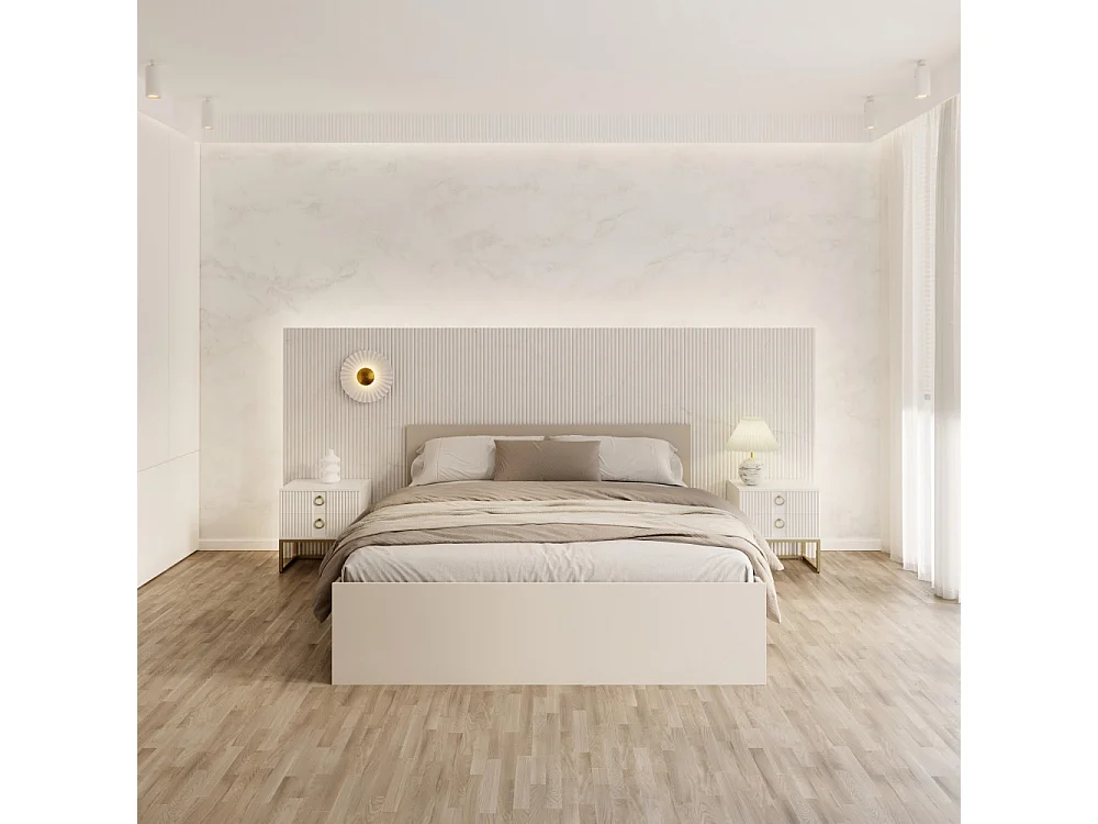 Lit Panama 140x200 + coffre - Sommier inclus Cachemire