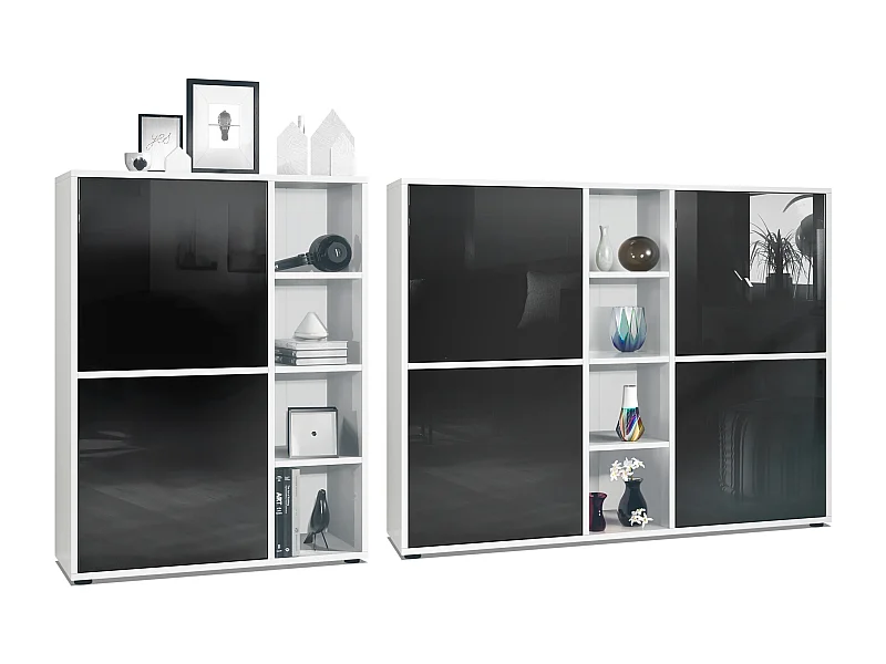 WOHNZIMMERSET Miami Schwarz Hochglanz