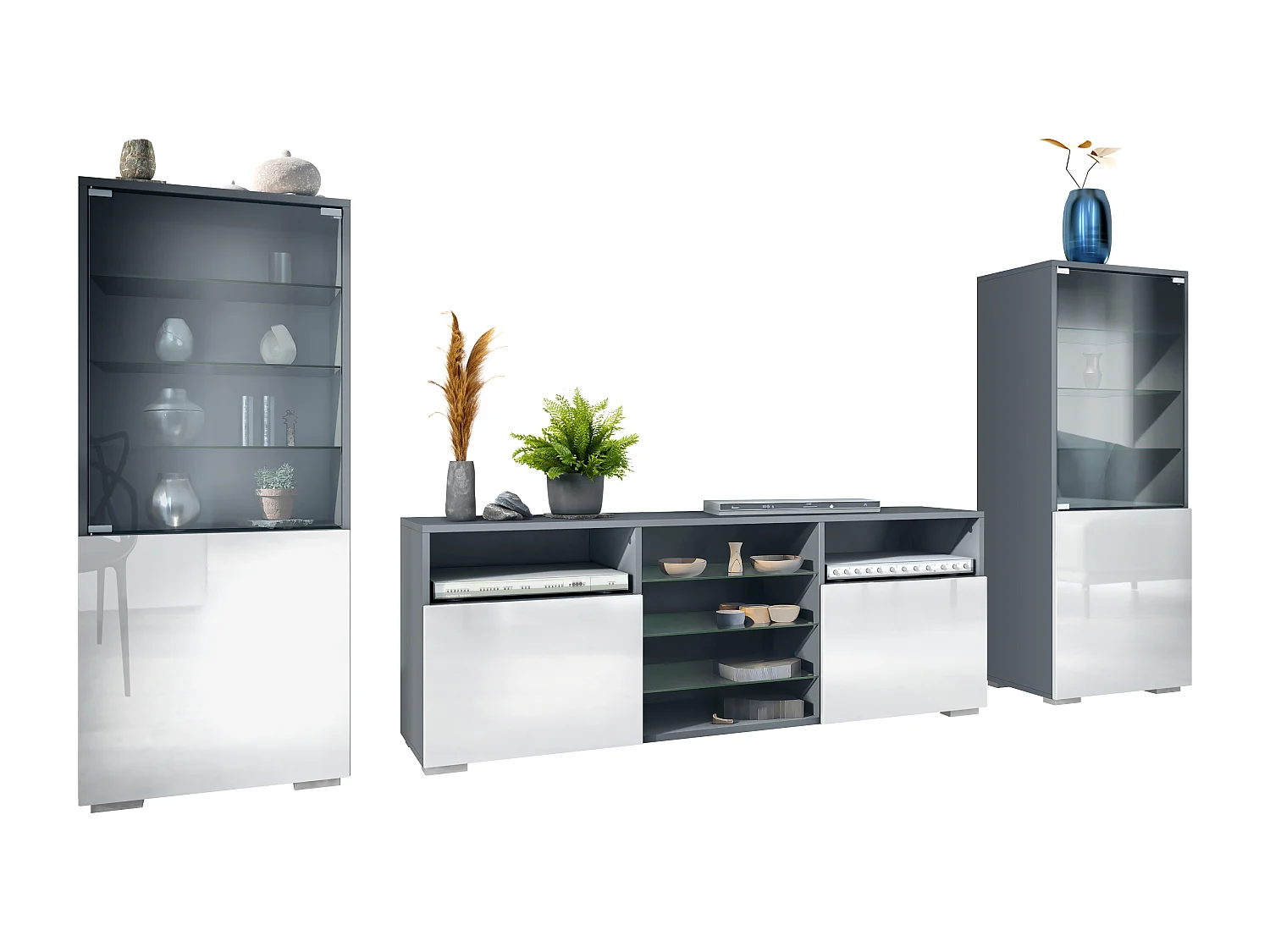 WOHNWAND Granada Weiß Hochglanz