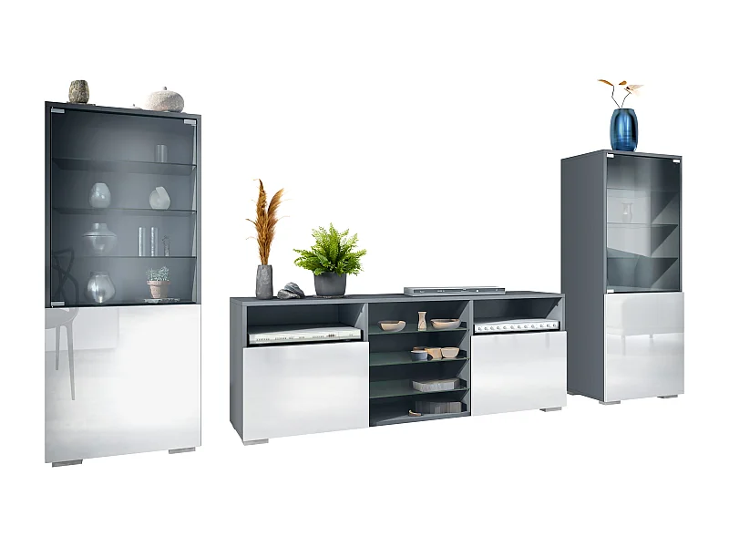 WOHNWAND Granada Weiß Hochglanz