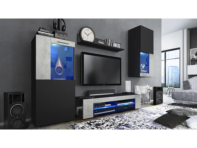 WOHNWAND Movie Absetzungen in Beton Oxid Optik