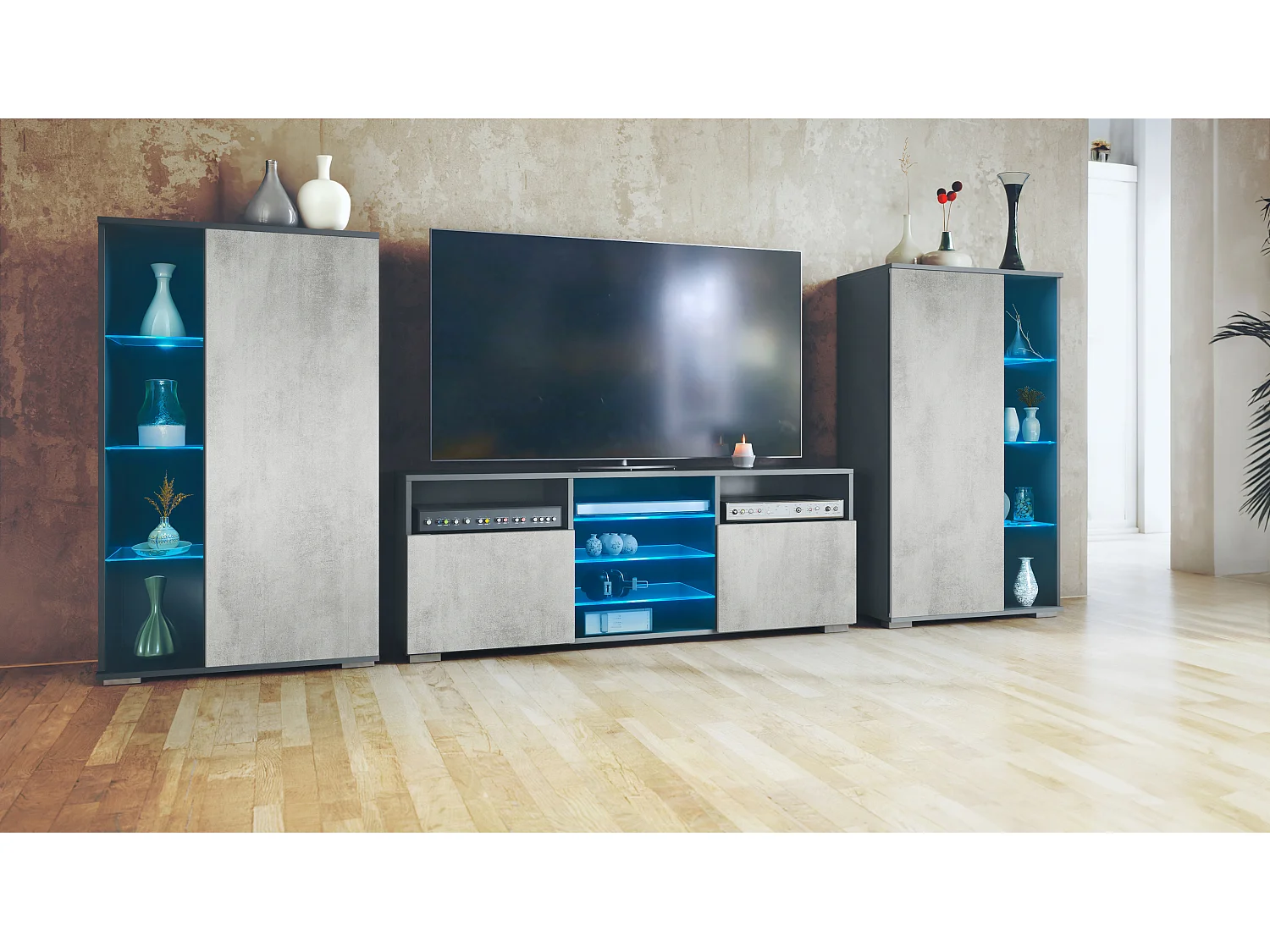 WOHNWAND Davos Beton Oxid Optik