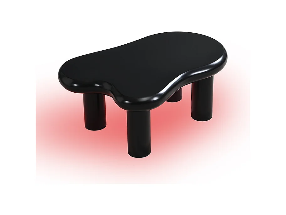 Table basse 98x65.5x40 cm - forme nuage - 1 tiroir - avec éclairage LED - noir