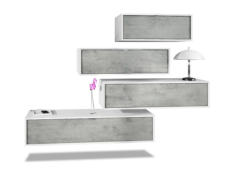 WOHNWAND Lana Fronten in Beton Oxid Optik