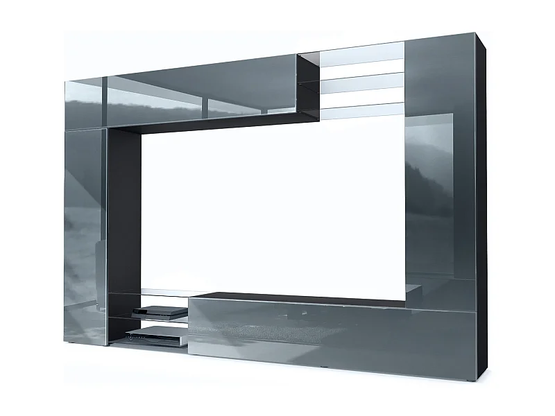 WOHNWAND Mirage Front in Grau Hochglanz
