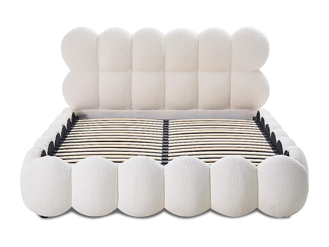 Lit coffre Megève laine bouclée blanc 140x190 cm