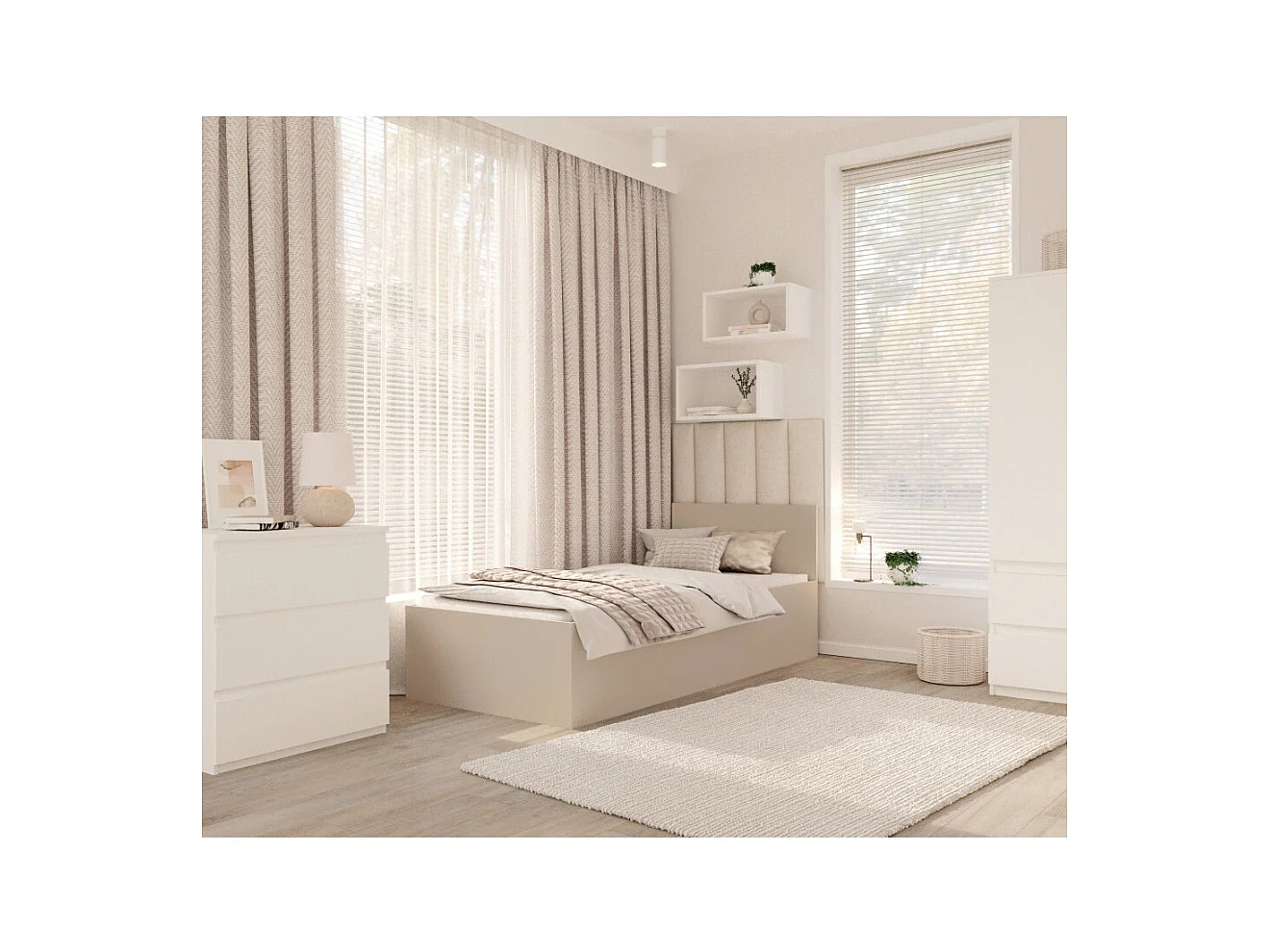 Lit coffre Panama 90x200  - Sommier inclus Cachemire