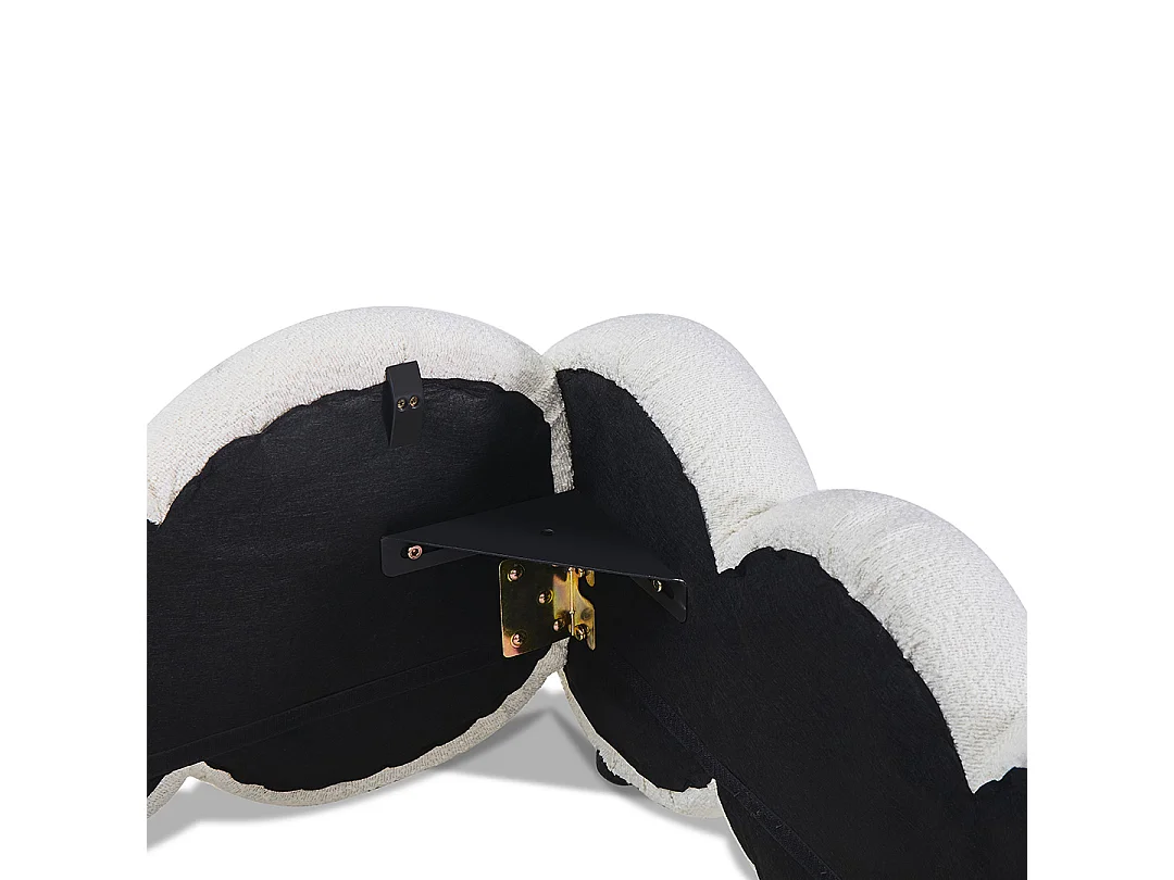 Lit coffre Megève laine bouclée blanc 180x200 cm