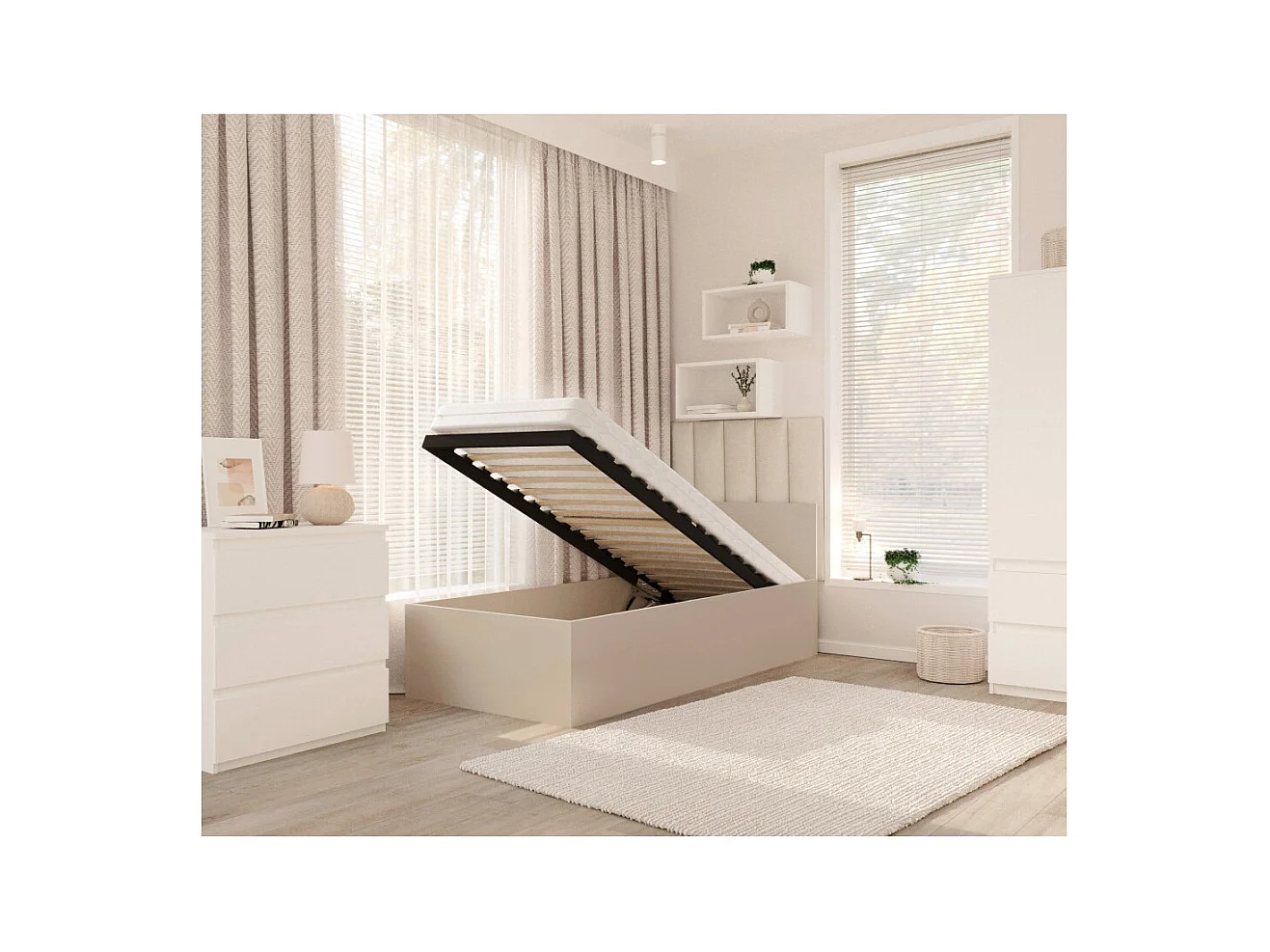 Lit coffre Panama 90x190  - Sommier inclus Cachemire