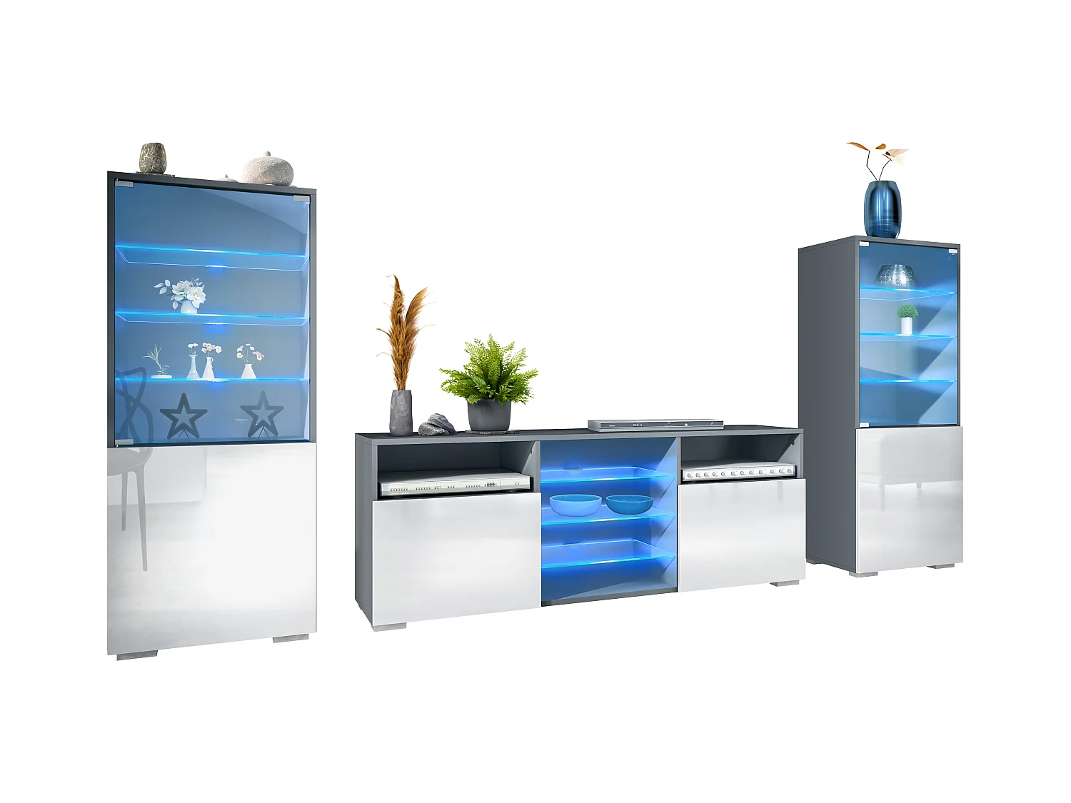 WOHNWAND Granada Weiß Hochglanz